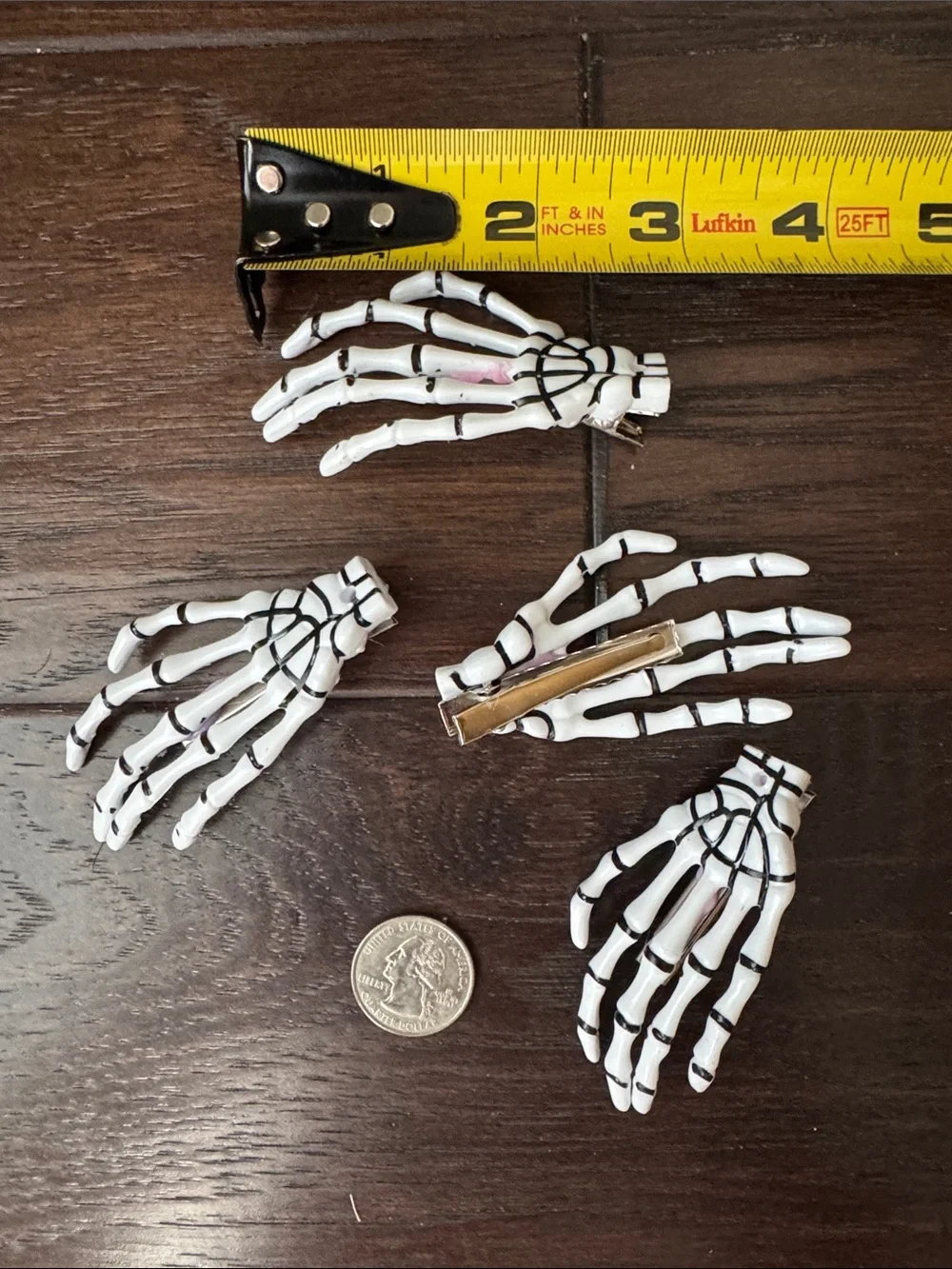 NWOT  Halloween Bow Hair Clip with Skeleton Hand and Bow Clip - Orange